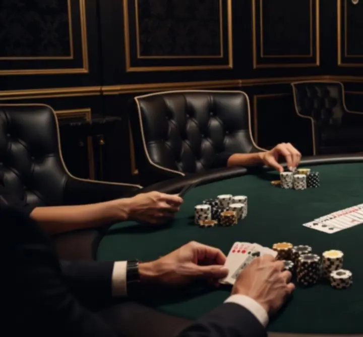 Stół pokerowy w klimatycznym oświetleniu w restauracji-lounge PRIMESET LIMITED