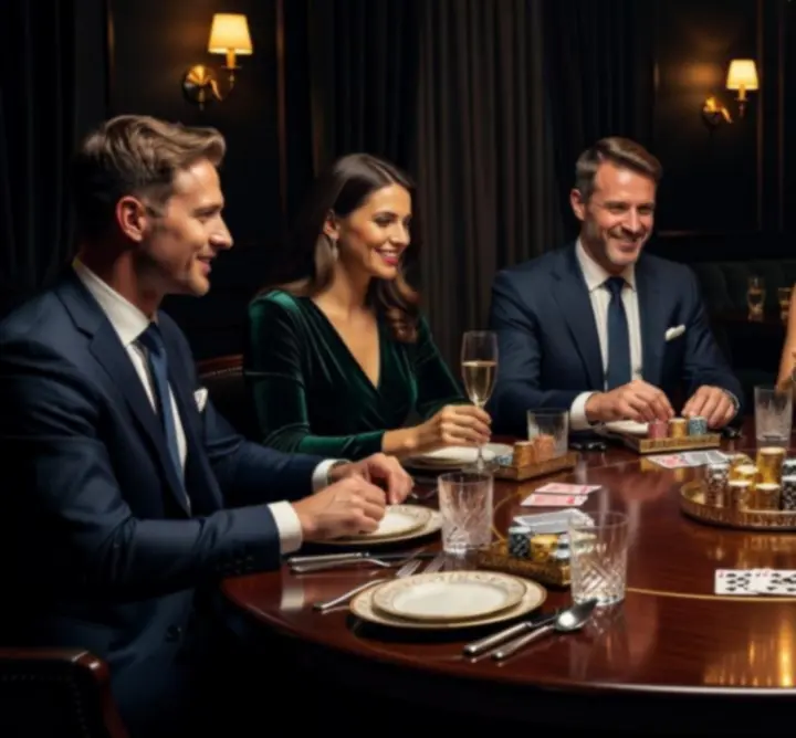 Stół podczas wieczoru pokerowego w restauracji