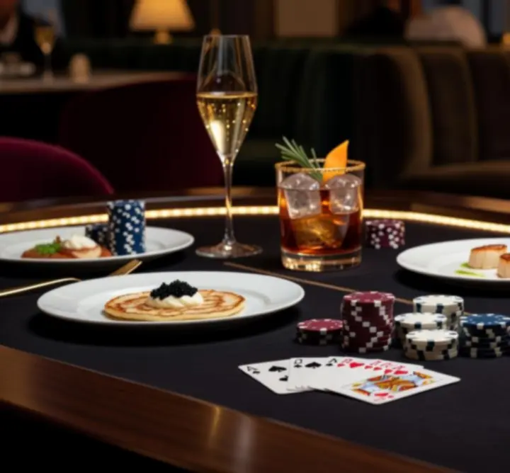 Przekąski i drinki przygotowane na wieczór pokerowy